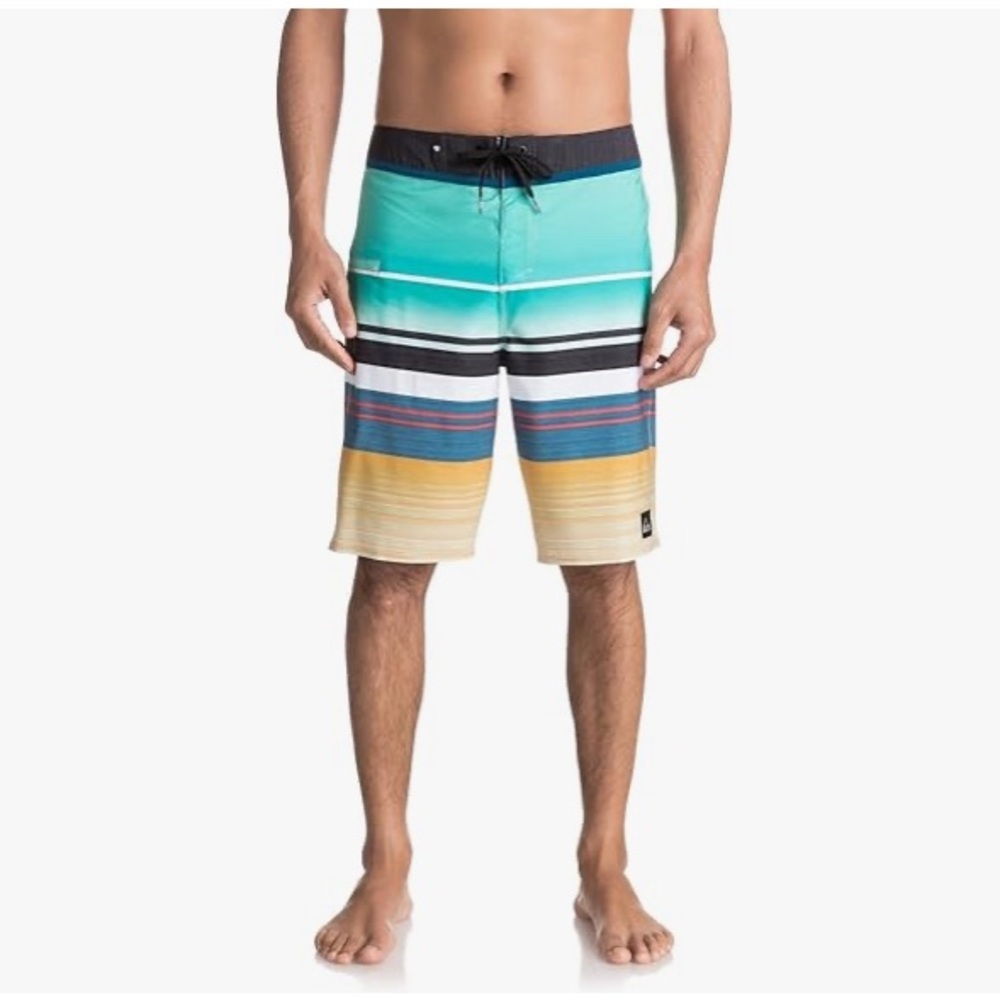 NWOT!   Quiksilver Men's Multicolor Striped Swim Shorts.